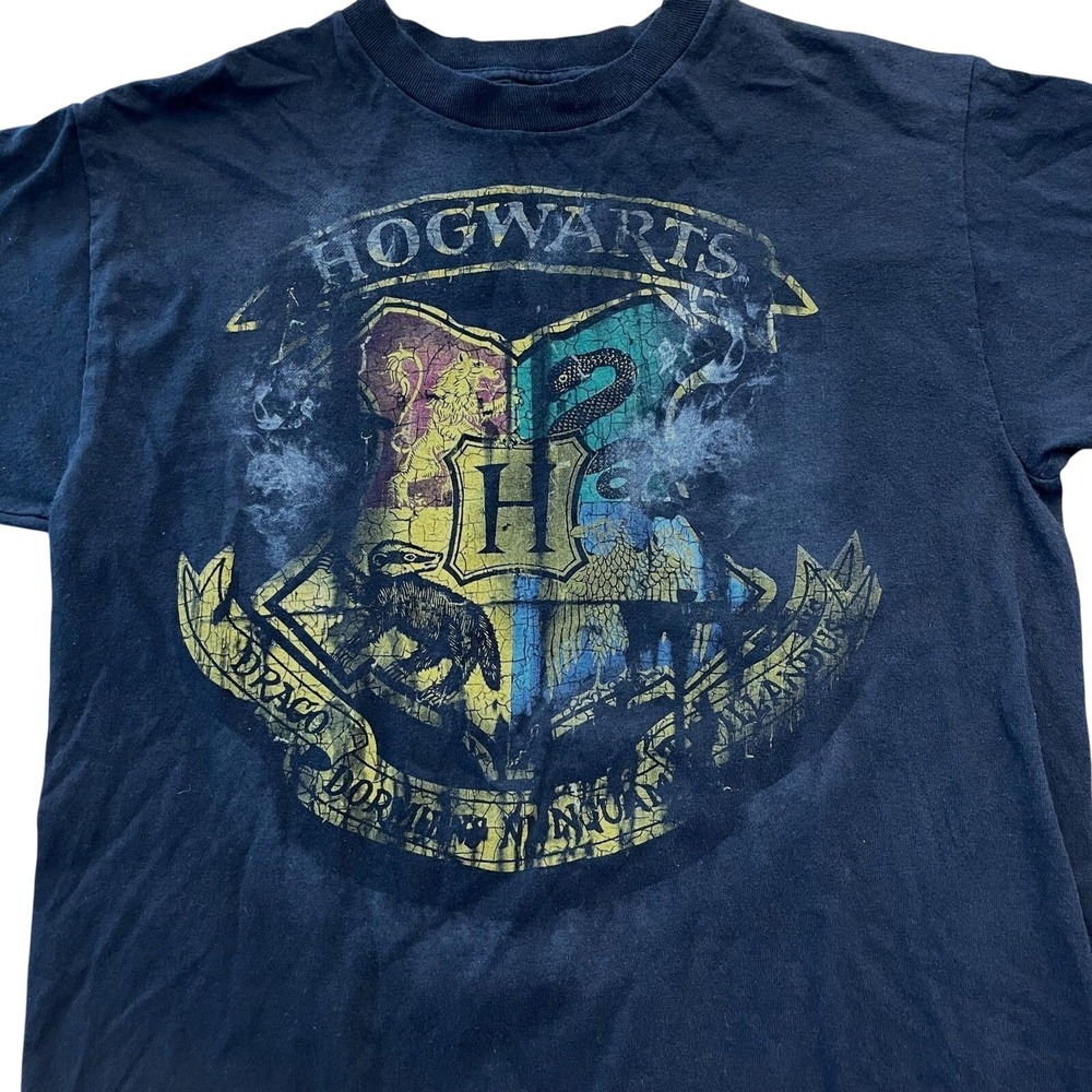 Black Harry Potter Hogwarts Crest T-Shirt M